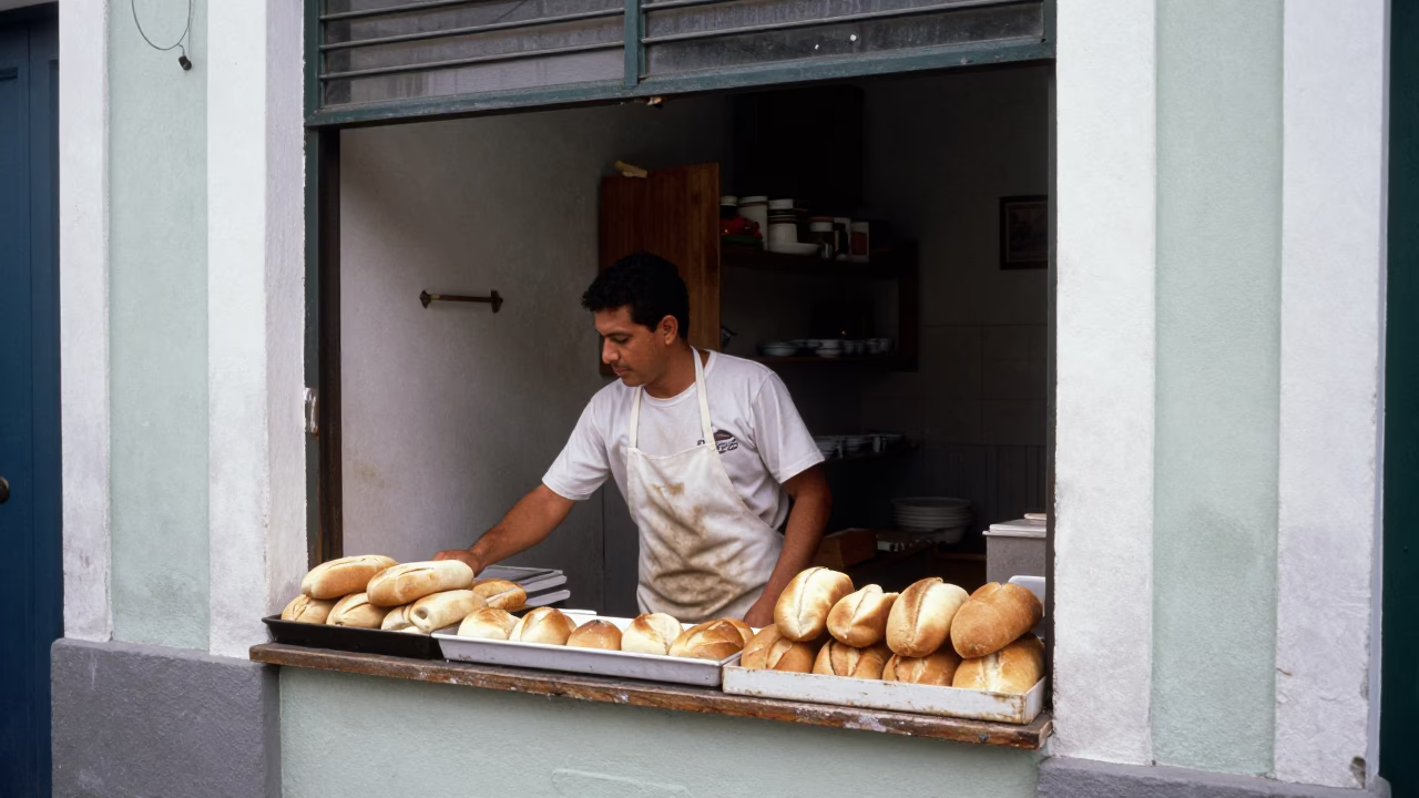 Serving Bread in Salvador in in Salvador, Brazil