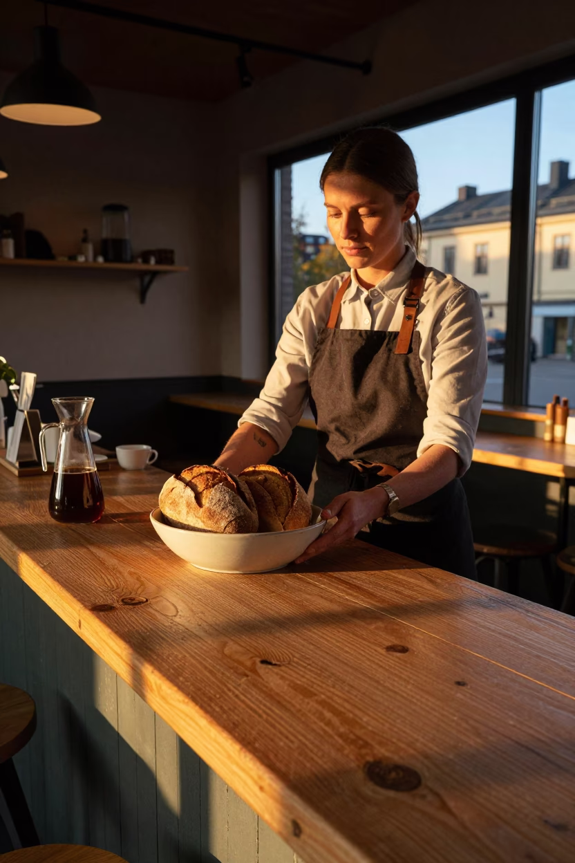 Serving Bread in Stockholm in in Stockholm, Sweden