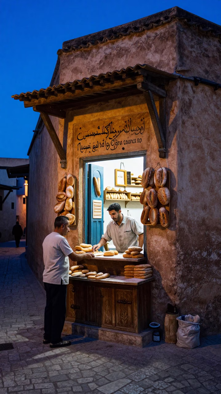 Serving Bread in Tunis in in Tunis, Tunisia