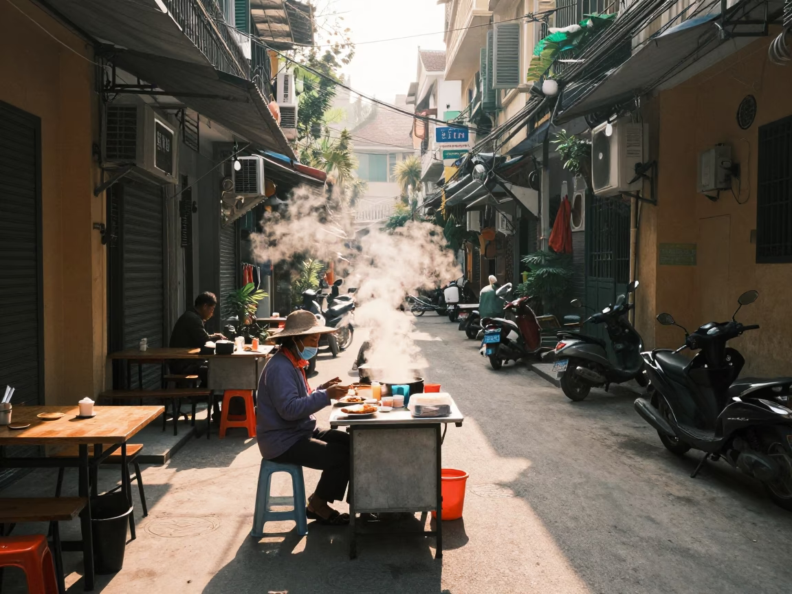 Serving Breakfast in Hanoi in in Hanoi, Vietnam
