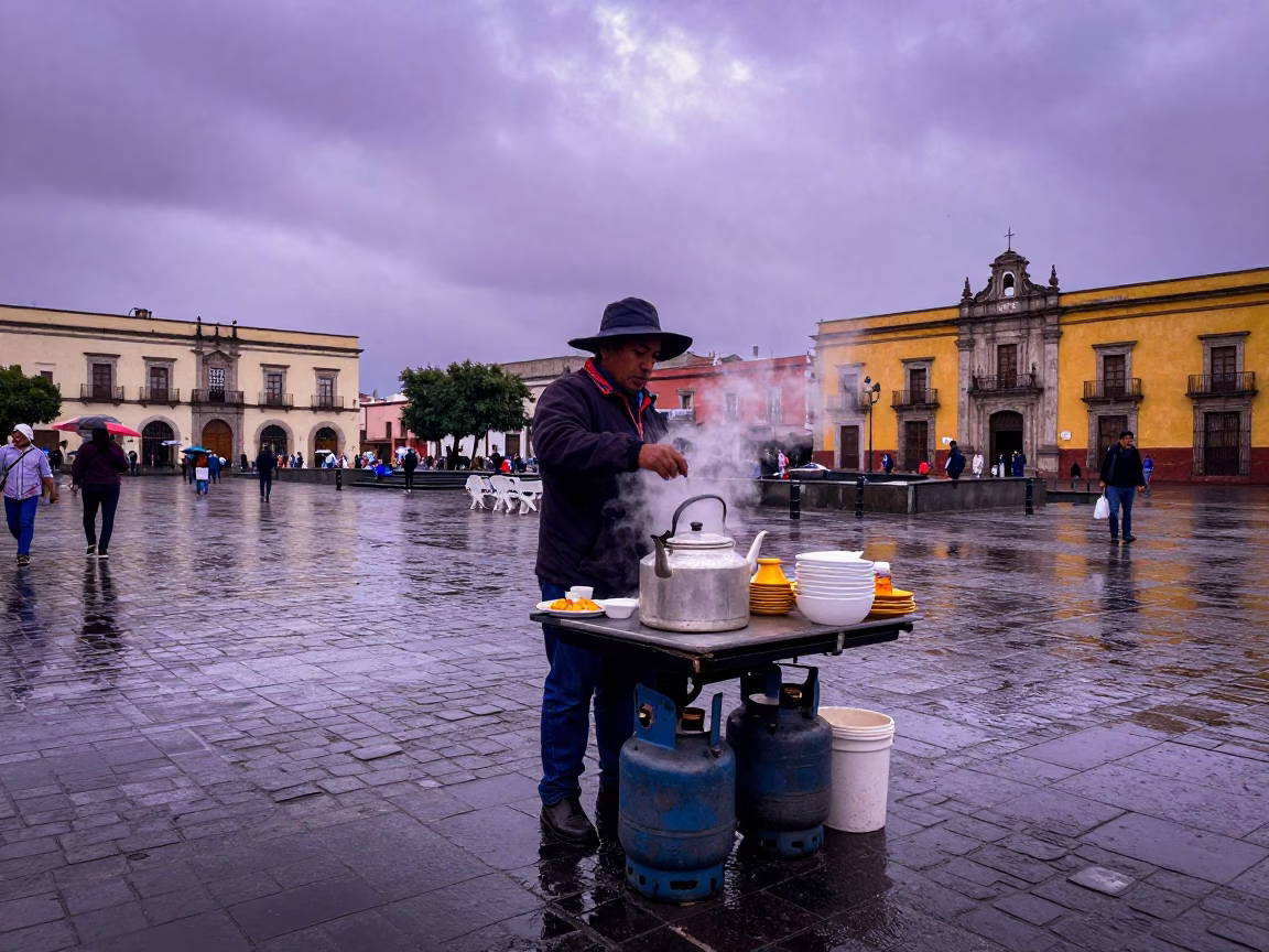 Serving Breakfast in Oaxaca in in Oaxaca, Mexico