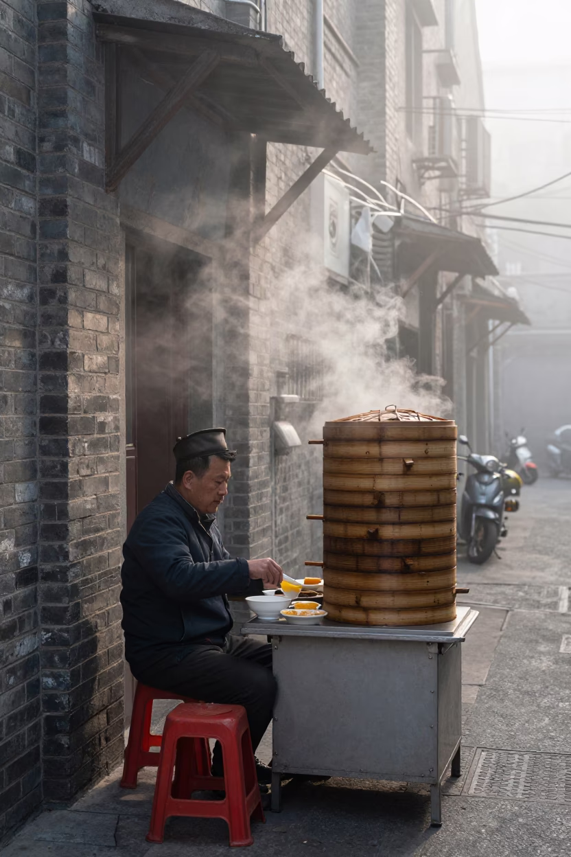 Serving Breakfast in Shanghai in in Shanghai, China