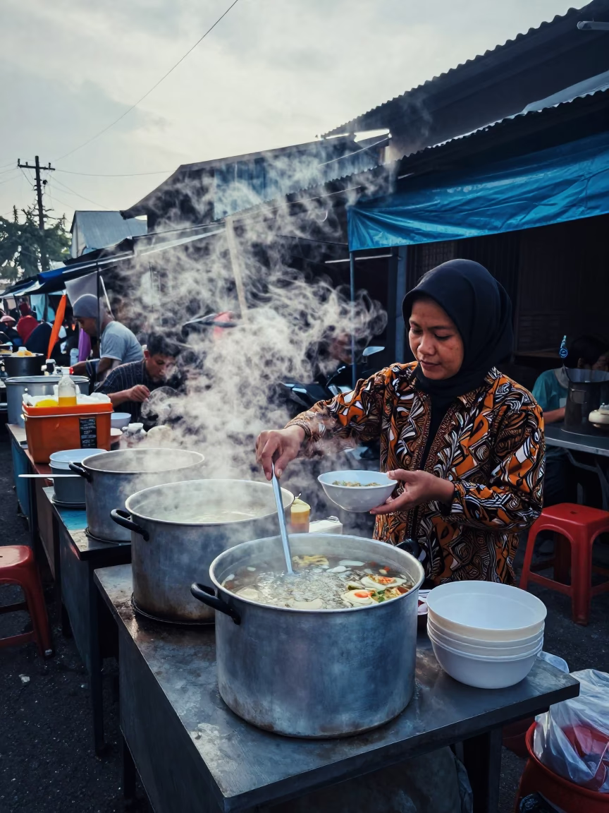 Serving Breakfast in Surabaya in in Surabaya, Indonesia