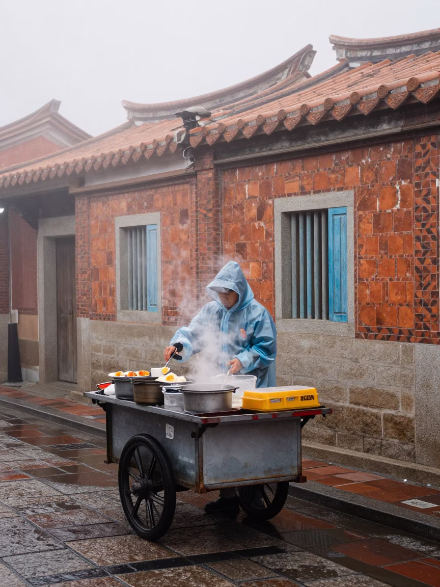 Serving Breakfast in Tainan in in Tainan, Taiwan
