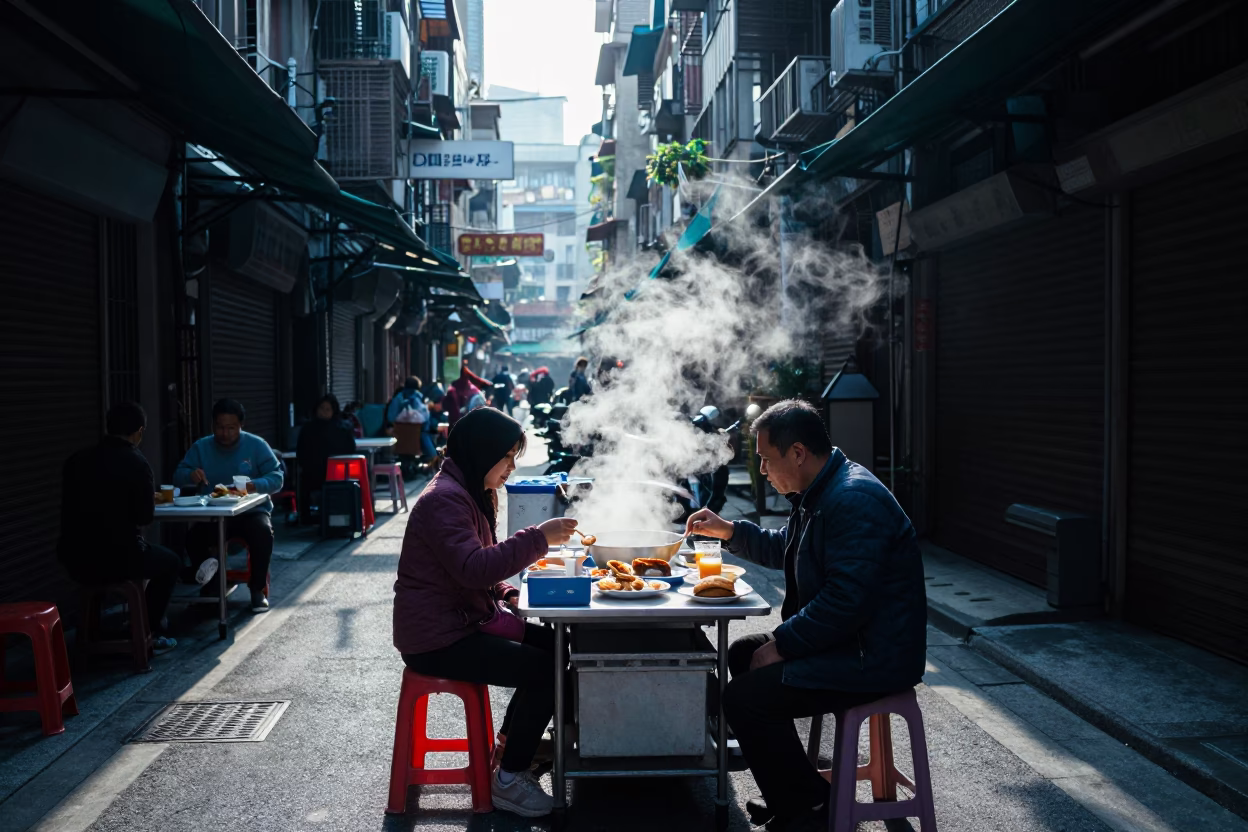 Serving Breakfast in Taipei in in Taipei, Taiwan