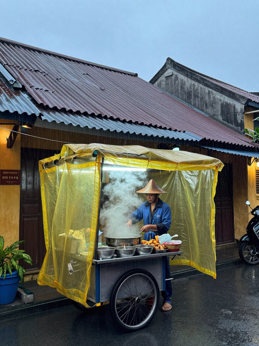 Serving Broth in Hoi An in in Hoi An, Vietnam