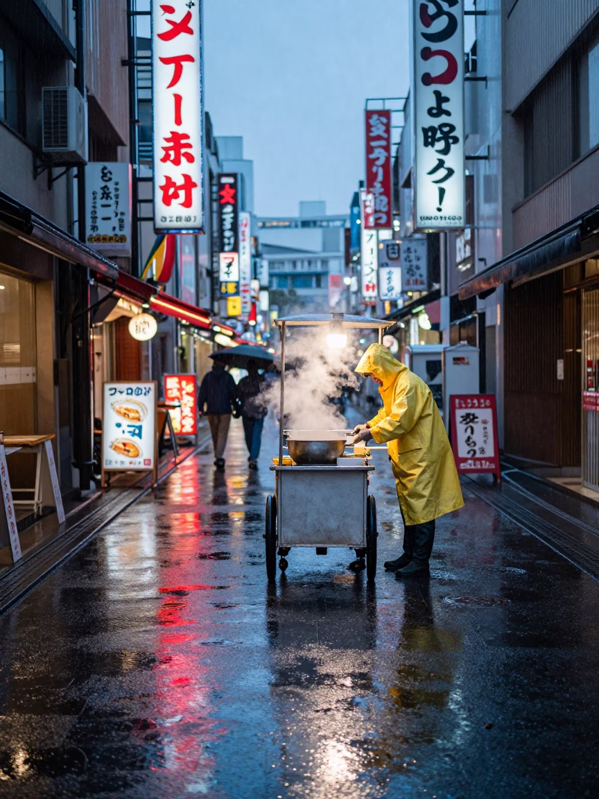 Serving Broth in Osaka in in Osaka, Japan