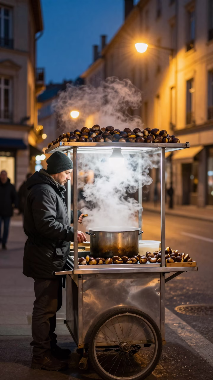 Serving Chestnuts in Lyon in in Lyon, France