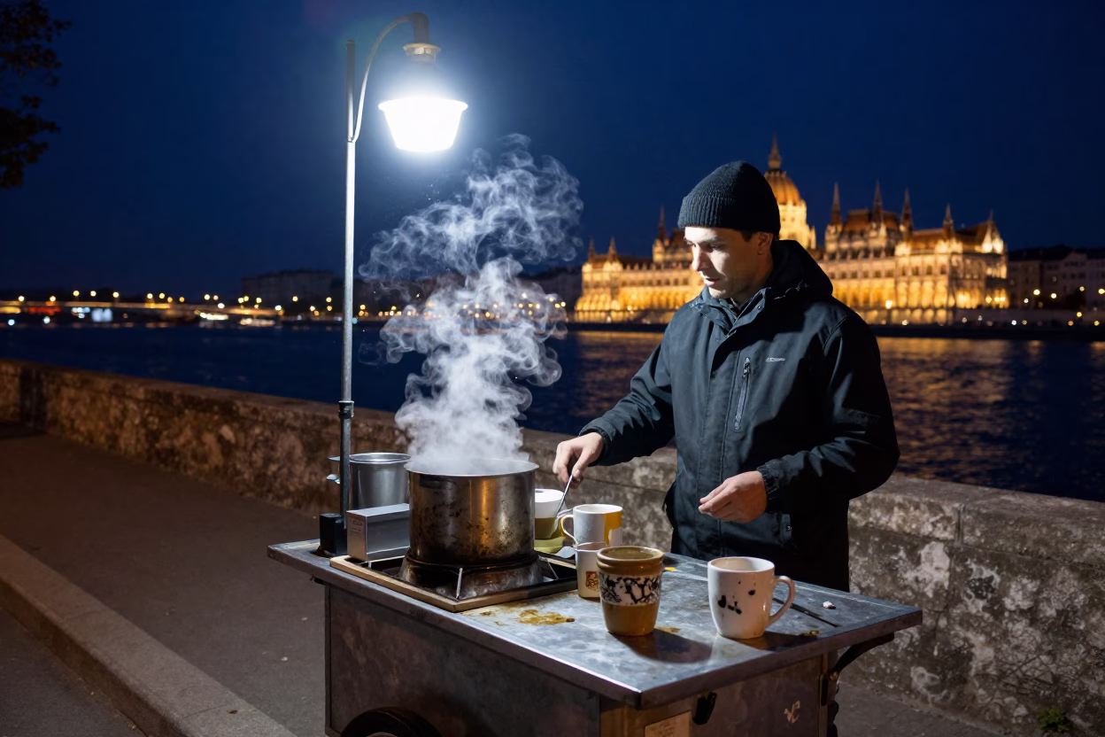 Serving Coffee in Budapest in in Budapest, Hungary