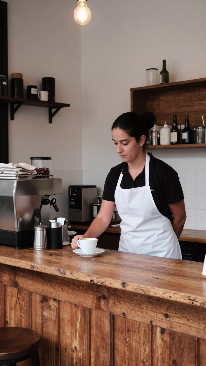 Serving Coffee in Buenos Aires in in Buenos Aires, Argentina