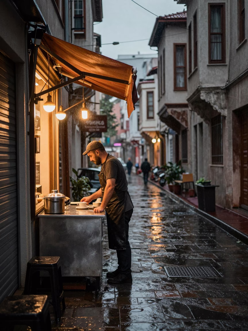 Serving Coffee in Istanbul in in Istanbul, Turkey