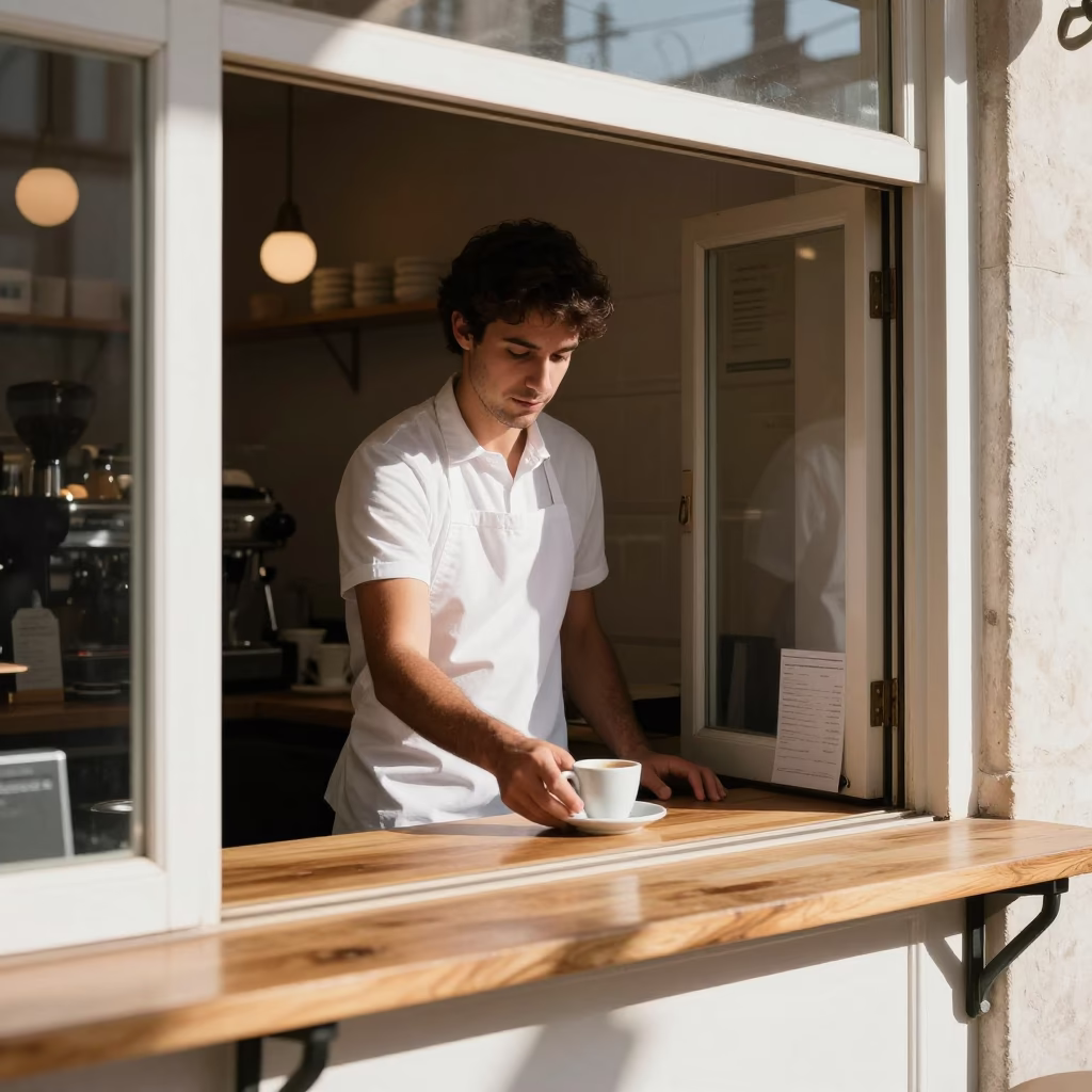 Serving Coffee in Lisbon in in Lisbon, Portugal