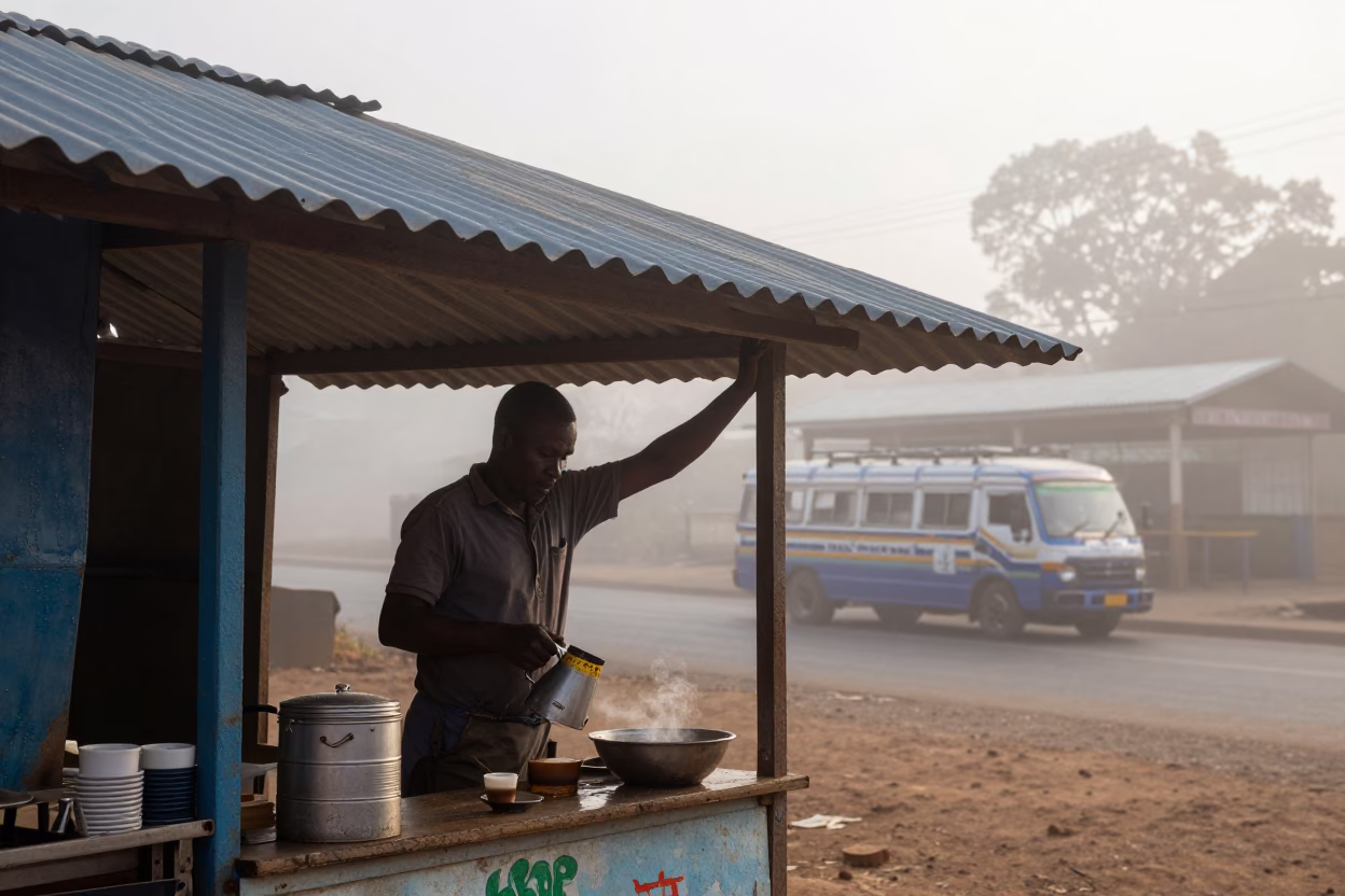 Serving Coffee in Nairobi in in Nairobi, Kenya