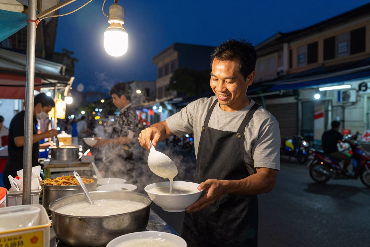Serving Congee in Ho Chi Minh City in in Ho Chi Minh City, Vietnam