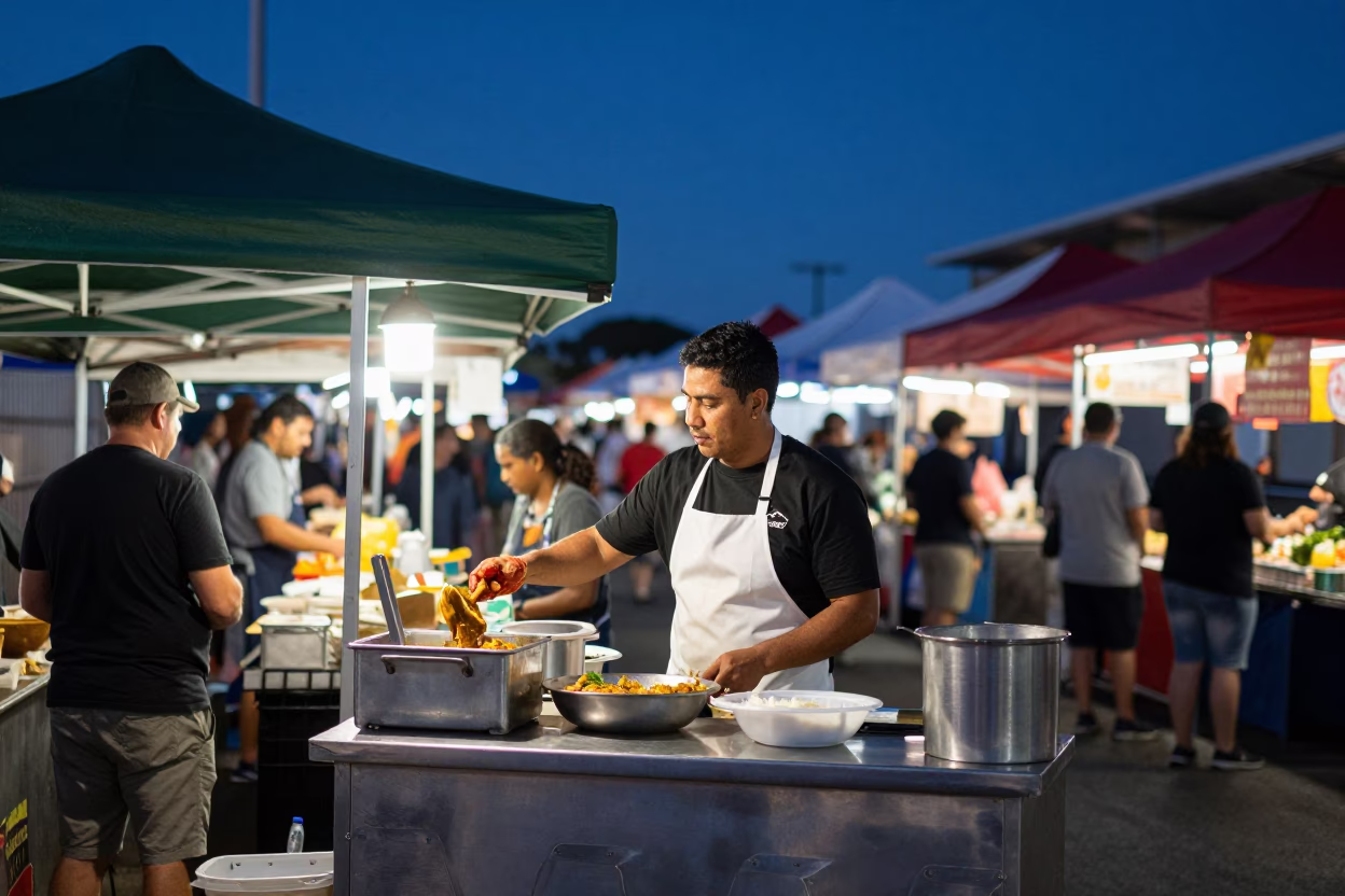 Serving Curry in Perth in in Perth, Western Australia, Australia