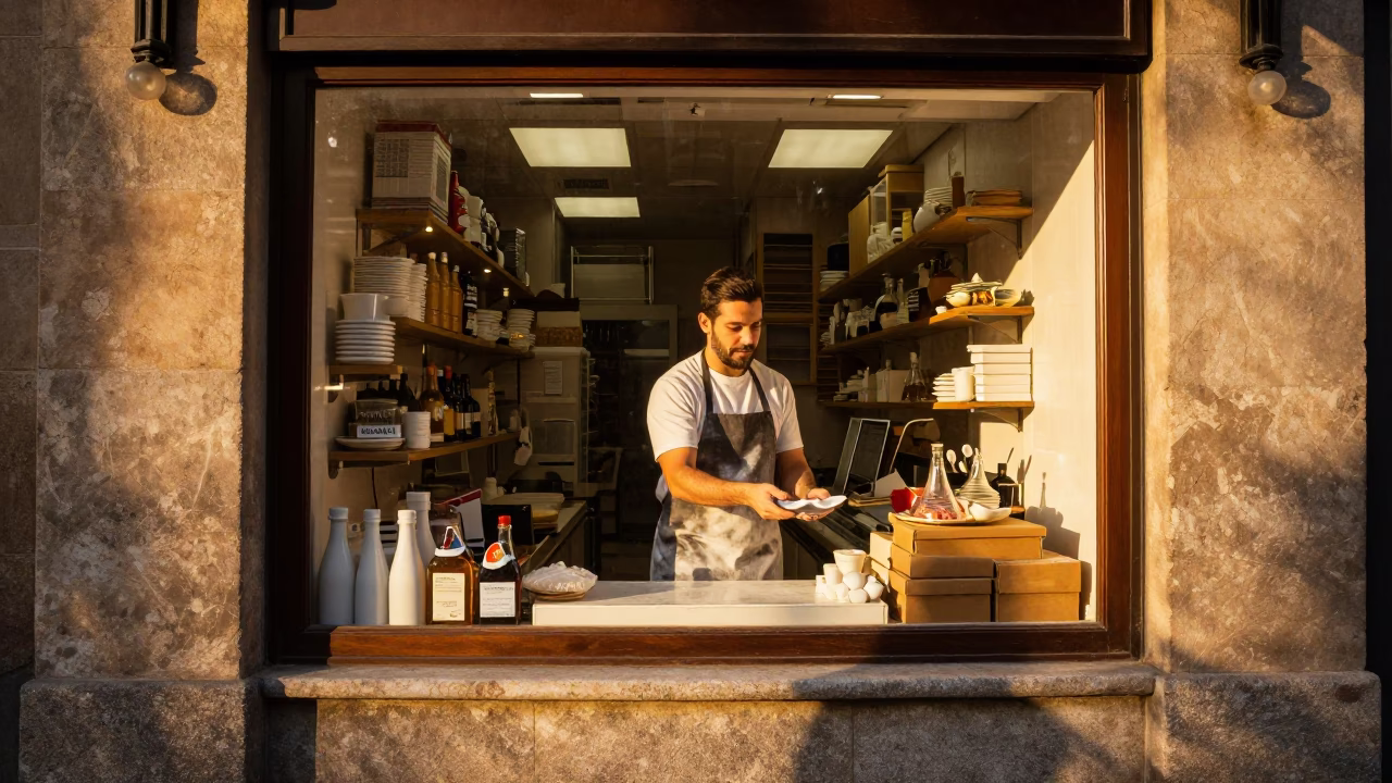 Serving Customer in Barcelona in in Barcelona, Spain