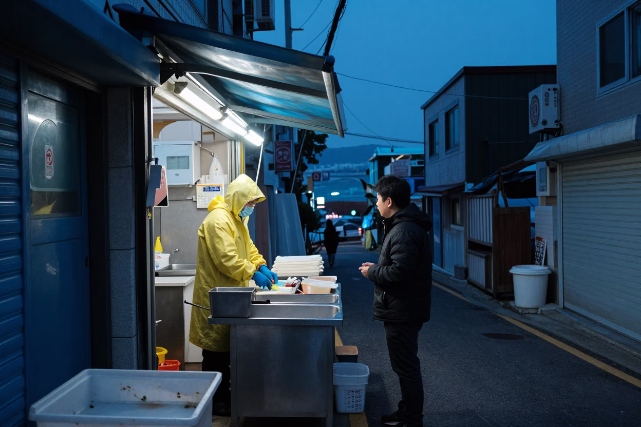 Serving Customer in Busan in in Busan, South Korea