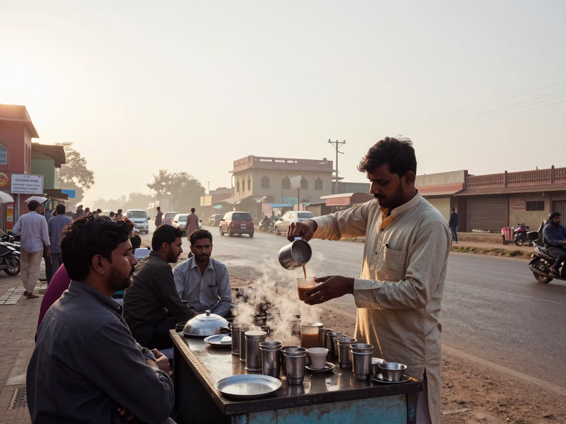 Serving Customers just after sunrise in Jaipur in in Jaipur, India