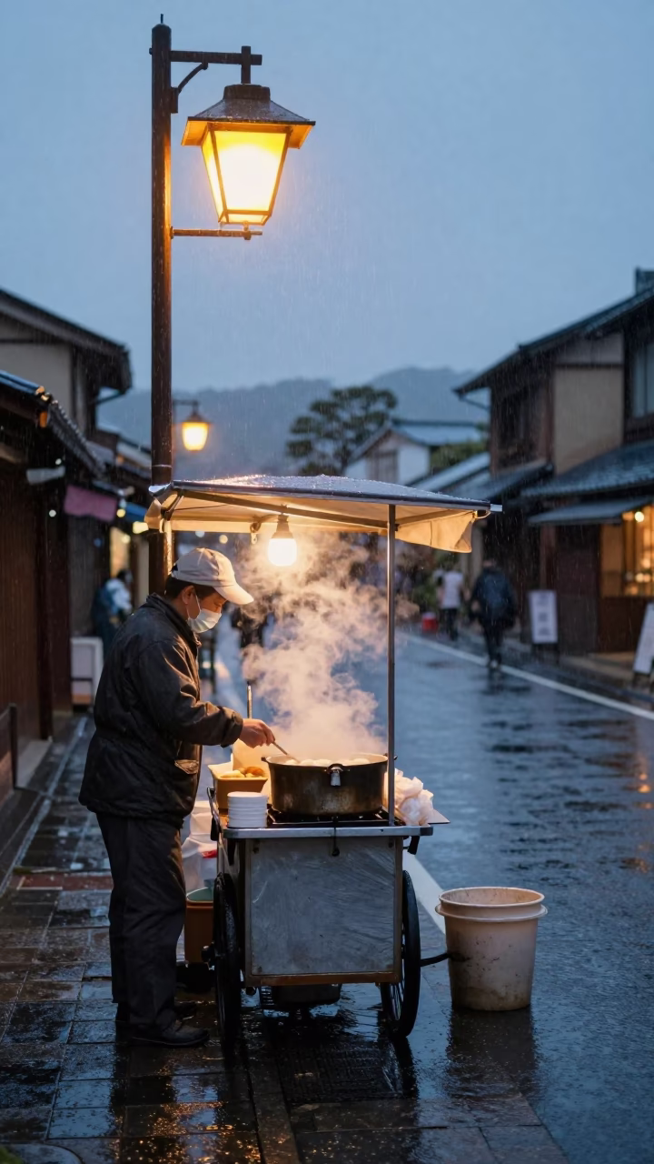Serving Dango in Kyoto in in Kyoto, Japan