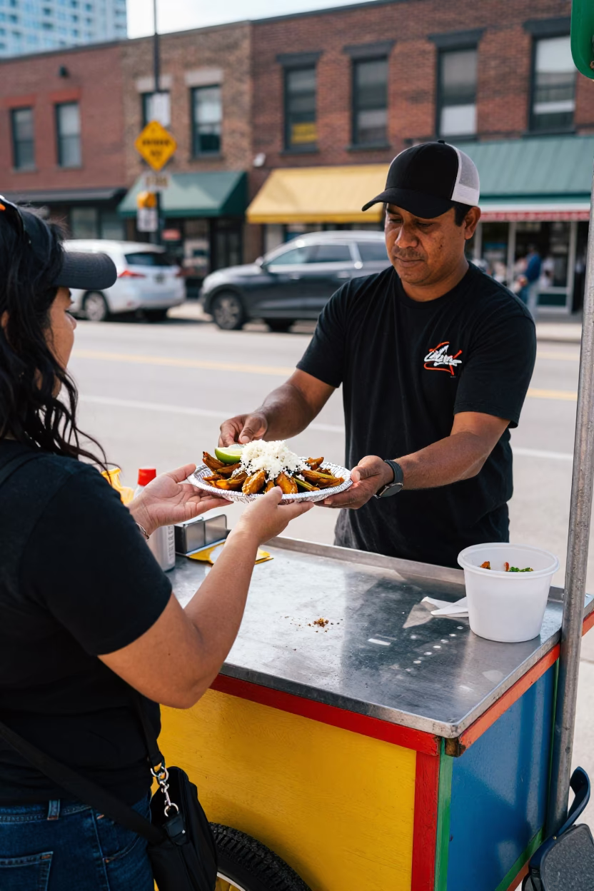 Serving Elote at Midday Light in Toronto in in Toronto, Ontario, Canada