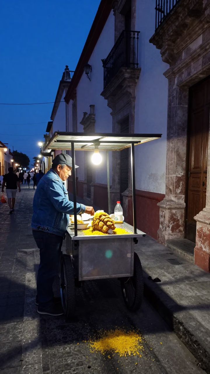 Serving Elote in Oaxaca in in Oaxaca, Mexico