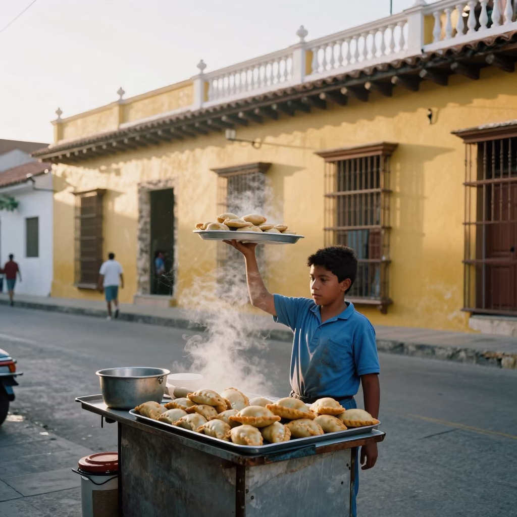 Serving Empanadas in Cartagena in in Cartagena, Colombia