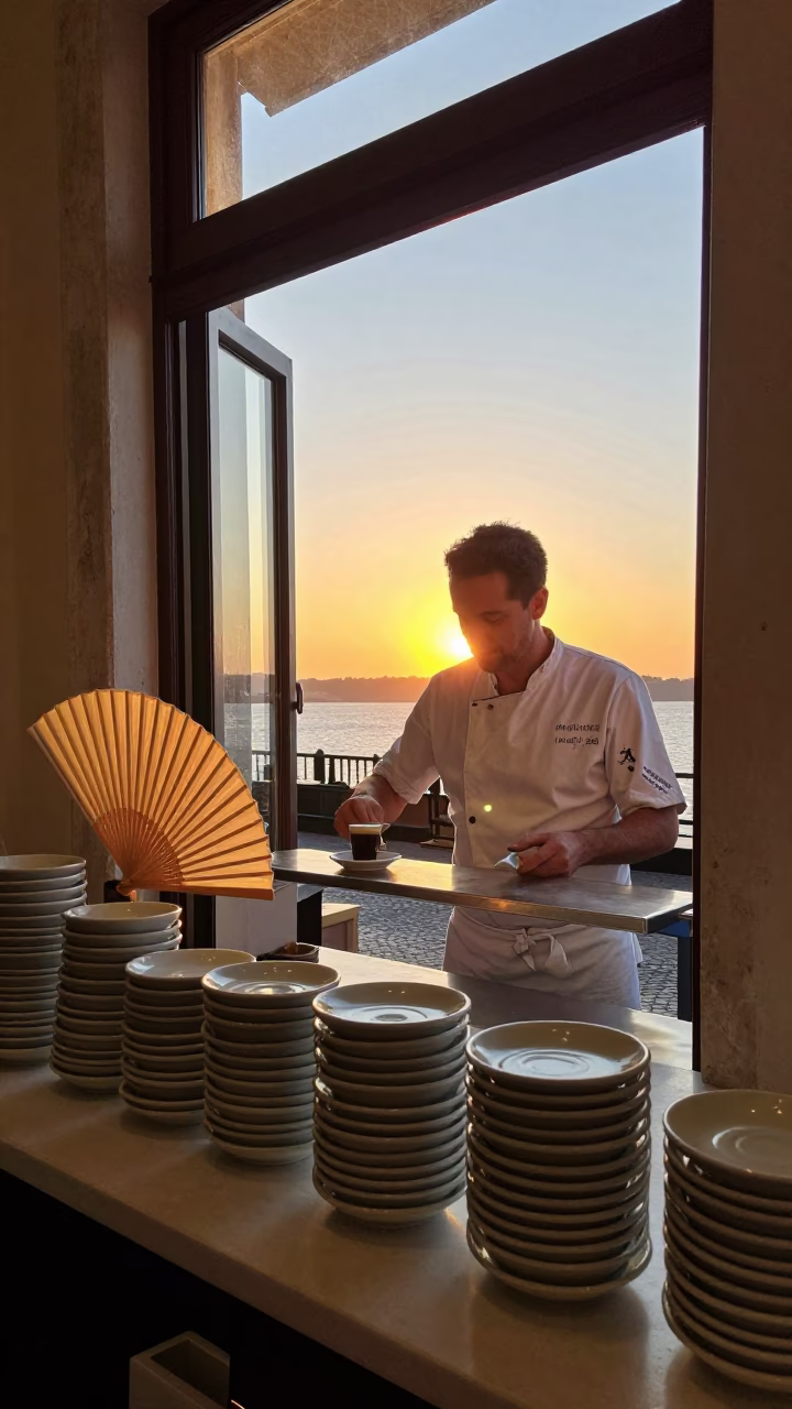 Serving Espresso in Lisbon in in Lisbon, Portugal