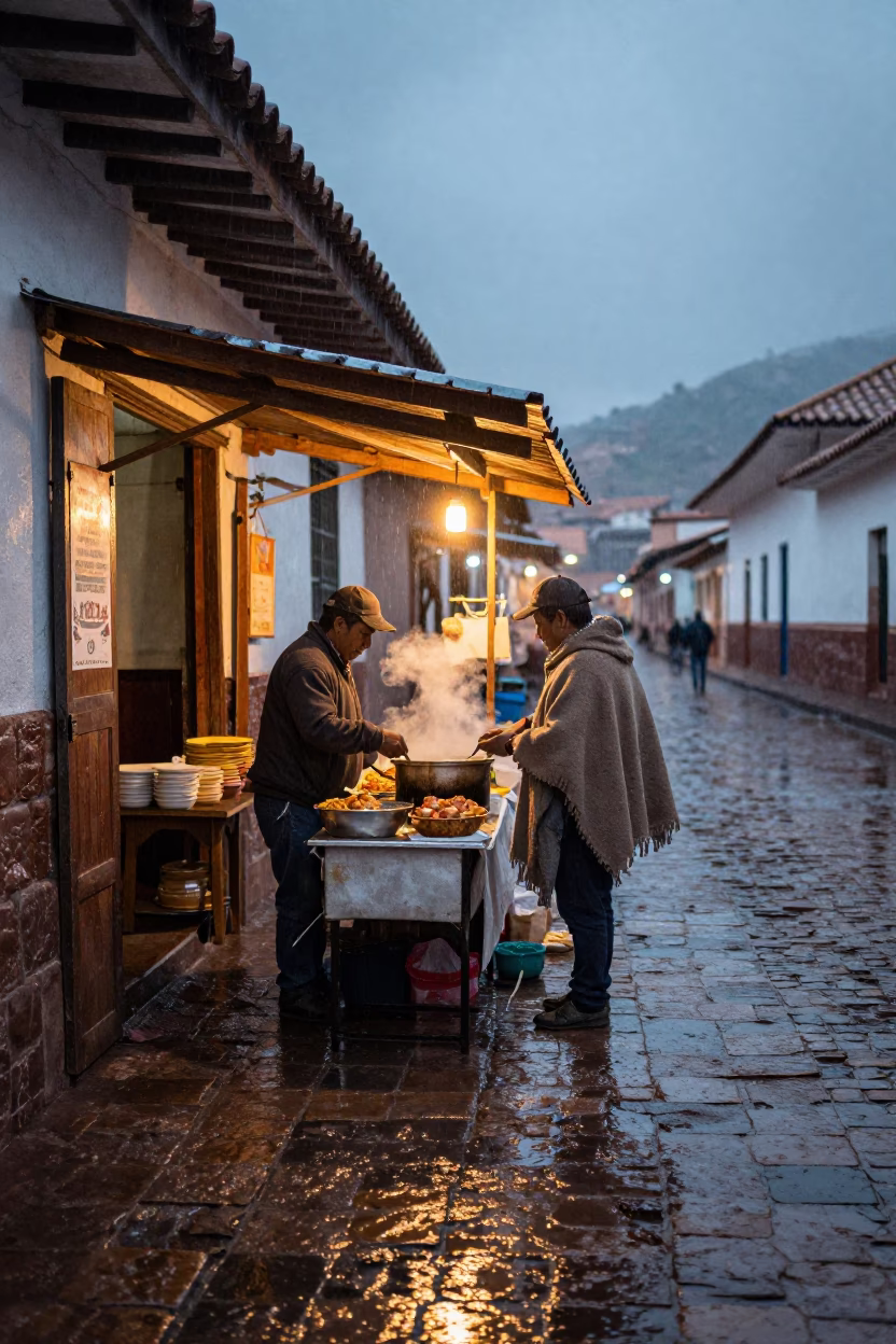 Serving Food in Cusco in in Cusco, Peru