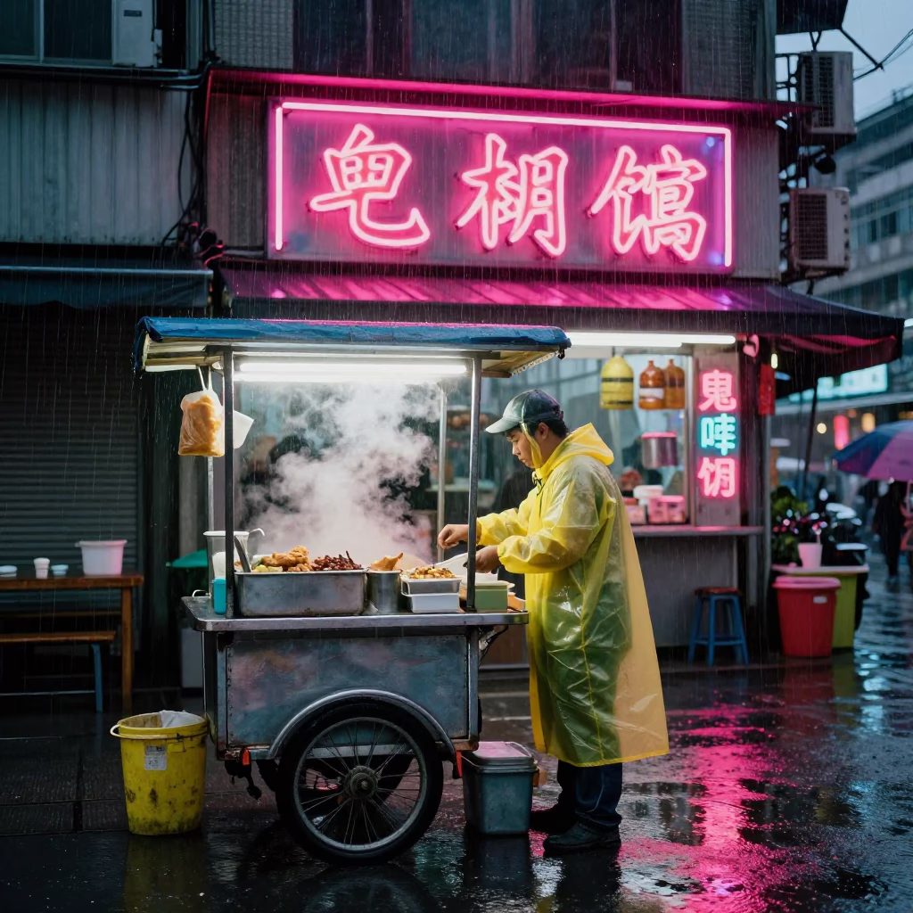 Serving Food in Kaohsiung in in Kaohsiung, Taiwan