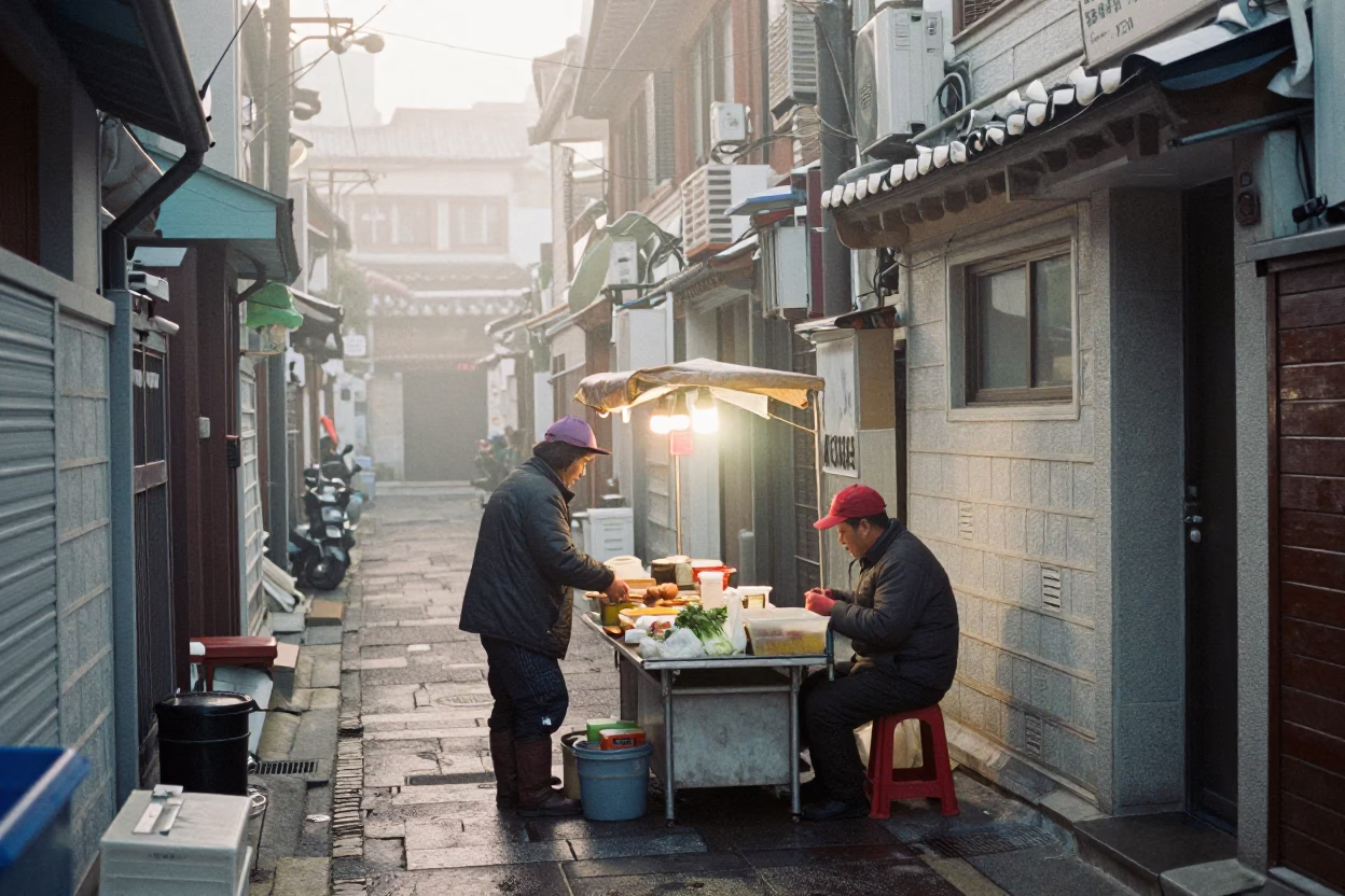 Serving Food in Seoul in in Seoul, South Korea
