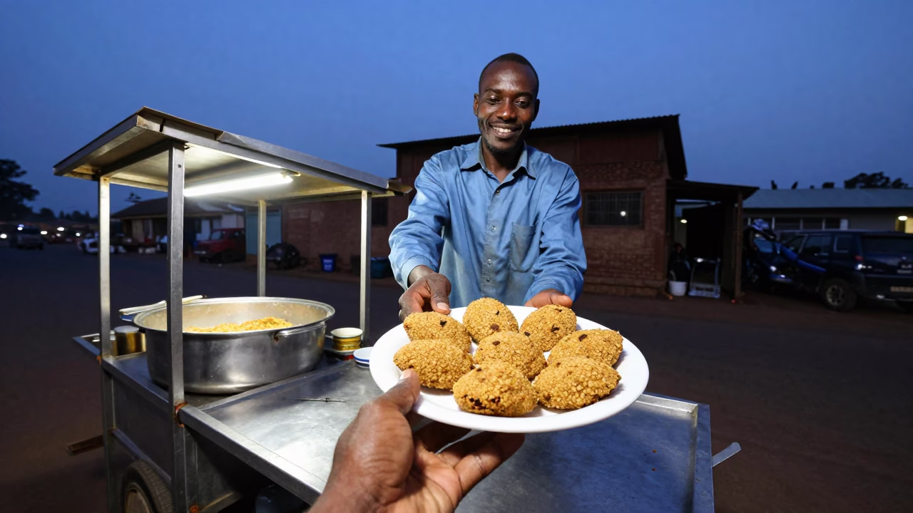 Serving Kibbeh in Nairobi at Twilight in in Nairobi, Kenya