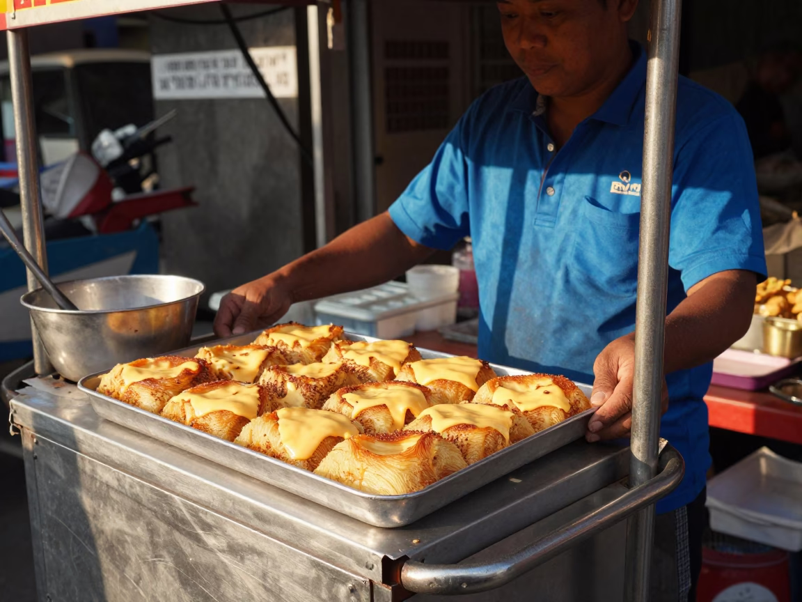 Serving Kunafa in Bangkok at The Early Afternoon Light in in Bangkok, Thailand