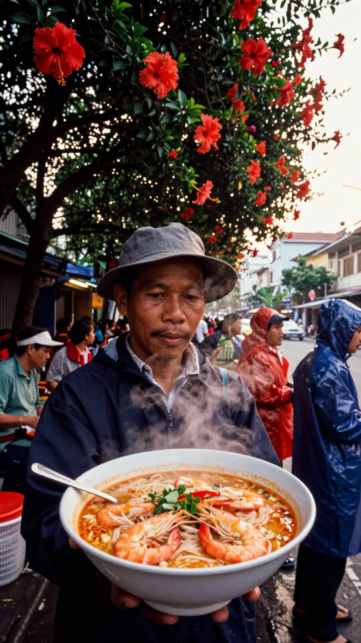 Serving Laksa in Ho Chi Minh City in in Ho Chi Minh City, Vietnam