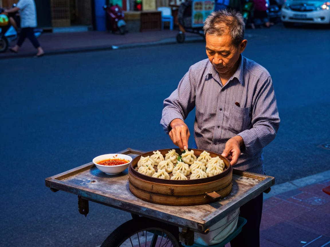 Serving Momos in Ho Chi Minh City in in Ho Chi Minh City, Vietnam