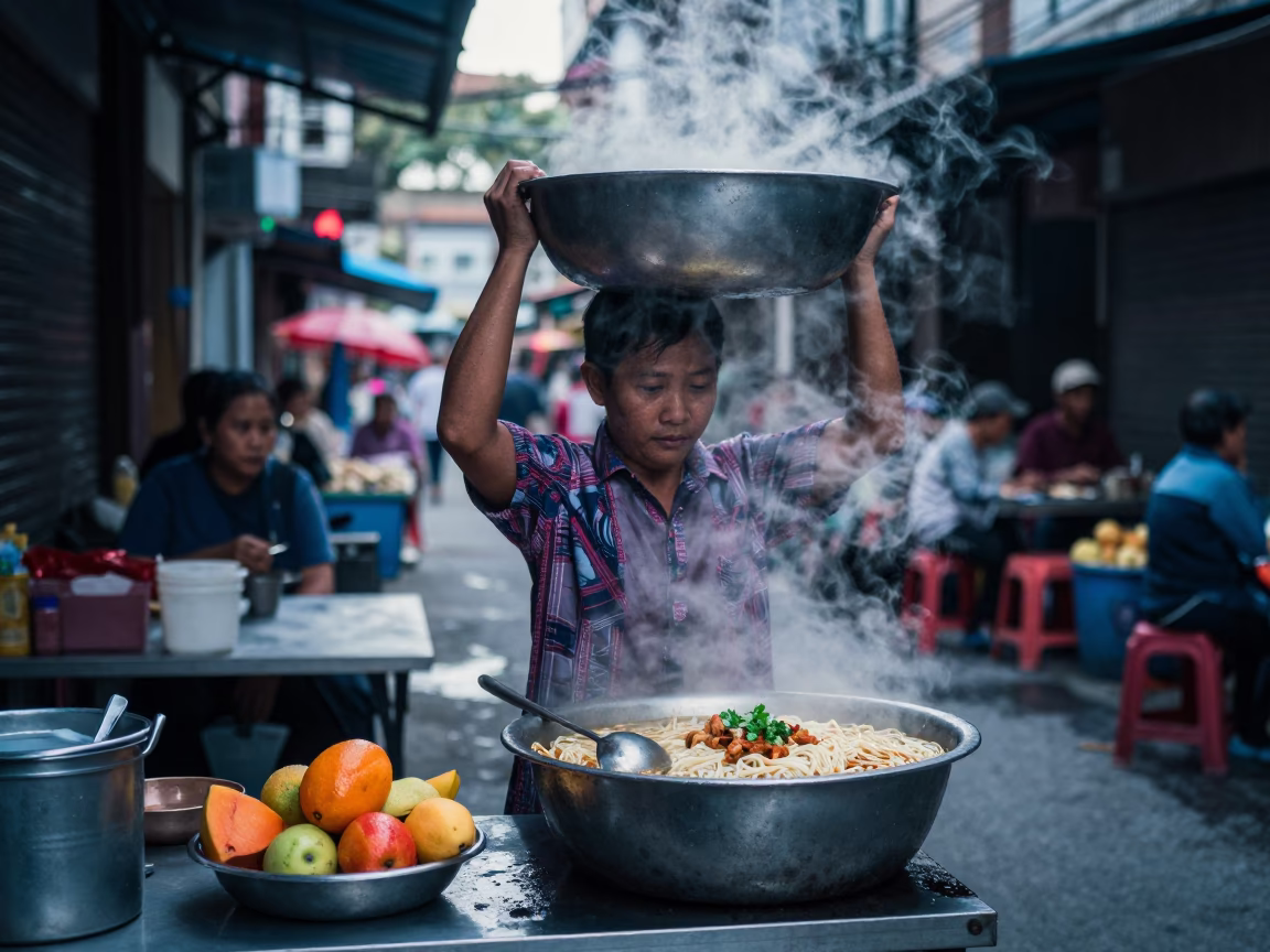 Serving Noodles in Kuala Lumpur in in Kuala Lumpur, Malaysia