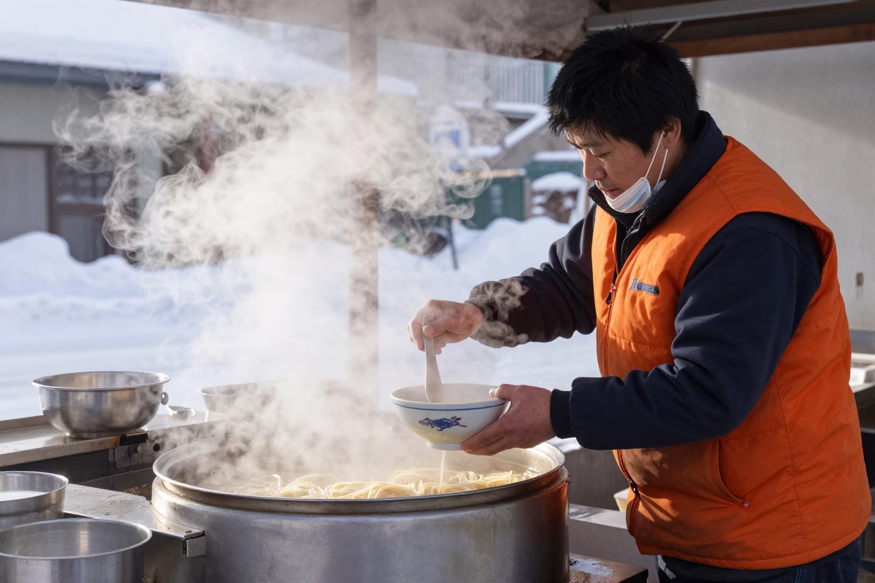Serving Noodles in Sapporo in in Sapporo, Japan