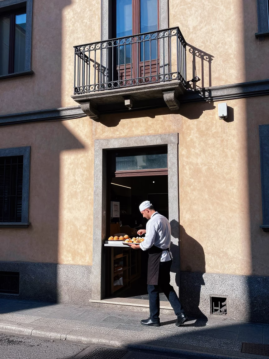 Serving Pastries in Milan in in Milan, Italy