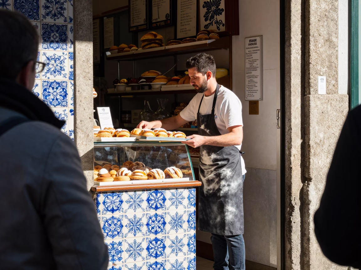 Serving Pastries in Porto in in Porto, Portugal