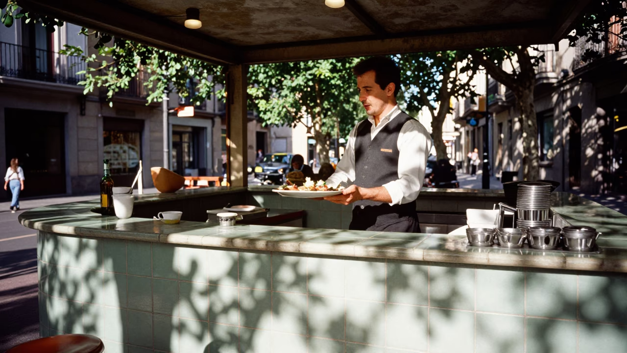 Serving Pintxos in Bilbao in in Bilbao, Spain