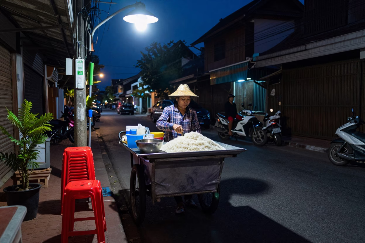 Serving Rice in Chiang Mai in in Chiang Mai, Thailand