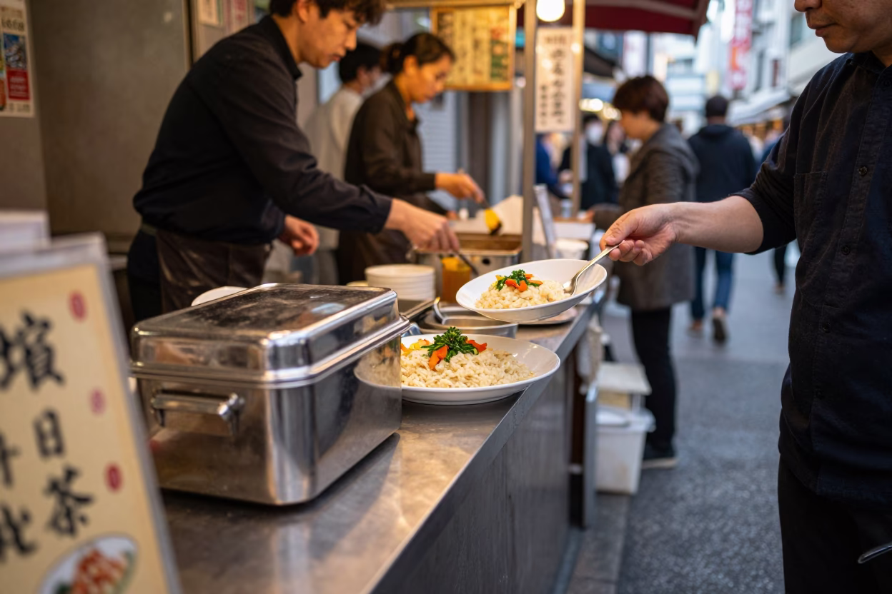 Serving Risotto in Tokyo at The Early Afternoon Light in in Tokyo, Japan