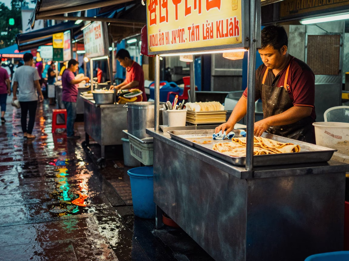 Serving Roti in Kuala Lumpur in in Kuala Lumpur, Malaysia