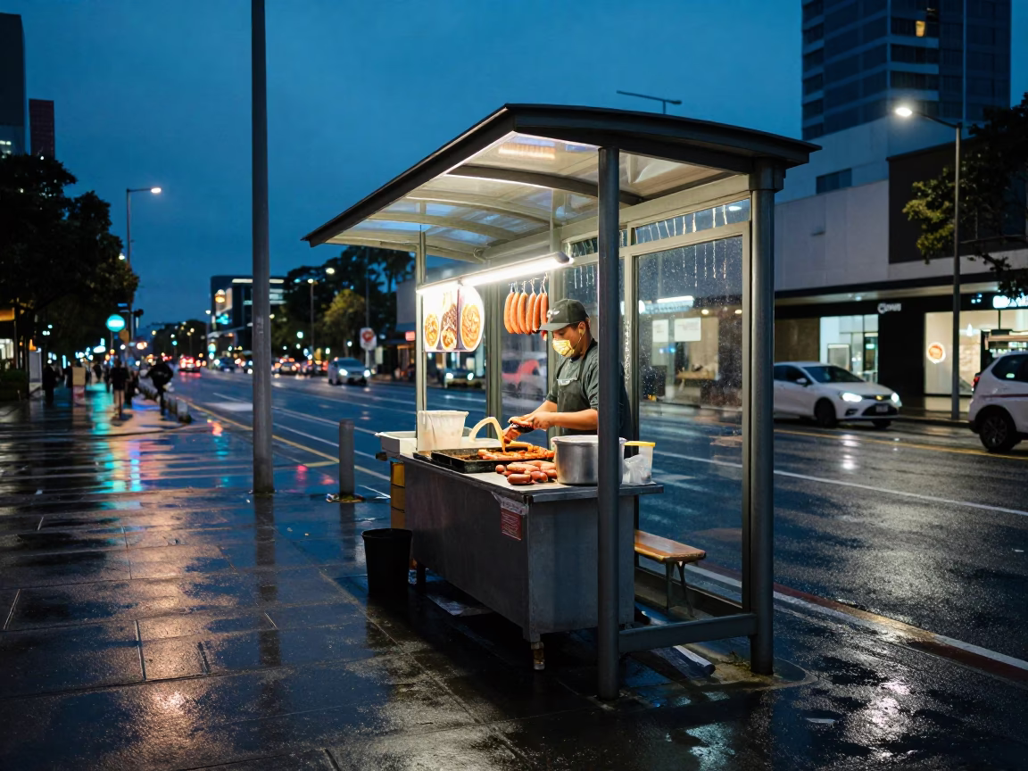 Serving Sausages in Adelaide in in Adelaide, South Australia, Australia