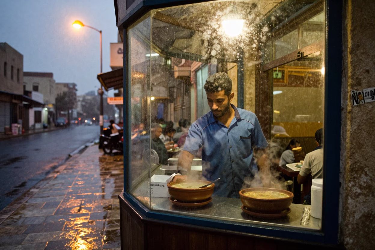 Serving Soup in Alexandria in in Alexandria, Egypt