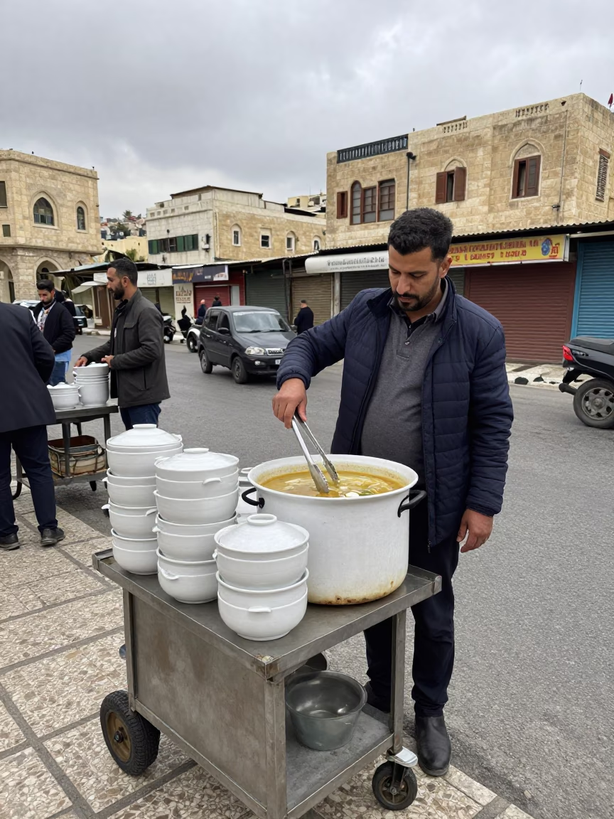 Serving Soup in Amman in in Amman, Jordan