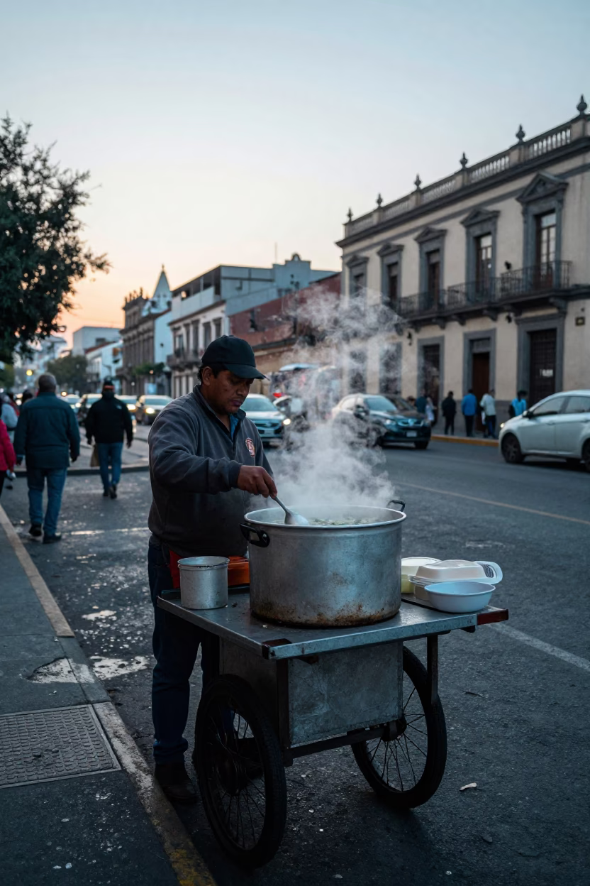 Serving Soup in Mexico City in in Mexico City, Mexico