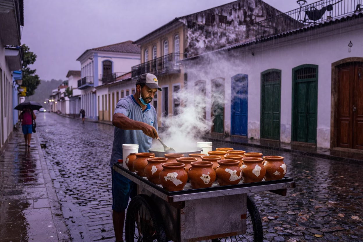 Serving Soup in Salvador in in Salvador, Brazil