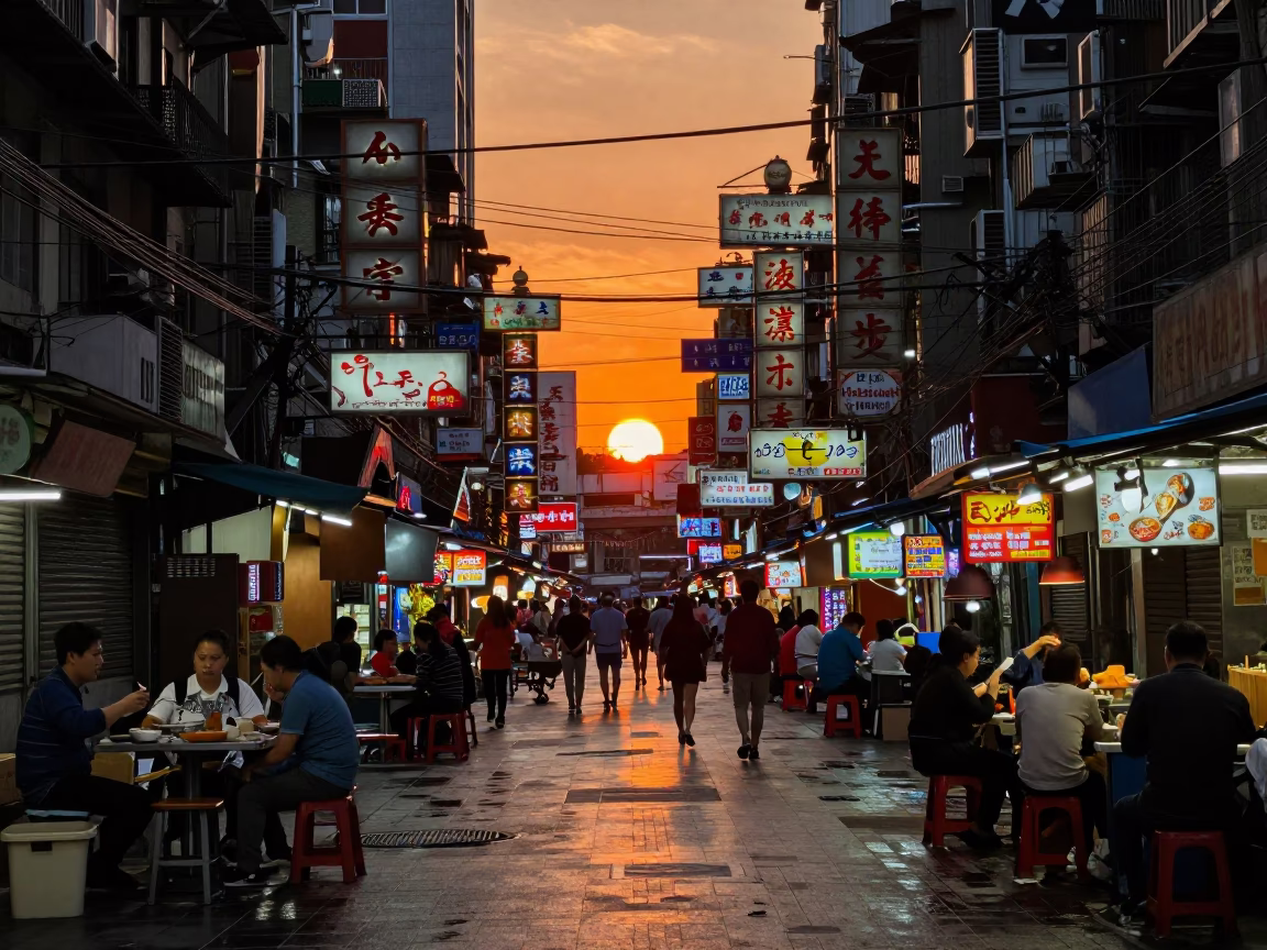 Serving Soup in Taipei at As The Sun Drops Toward The Horizon in in Taipei, Taiwan