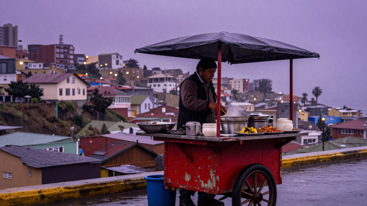 Serving Soup in Valparaiso in in Valparaiso, Chile