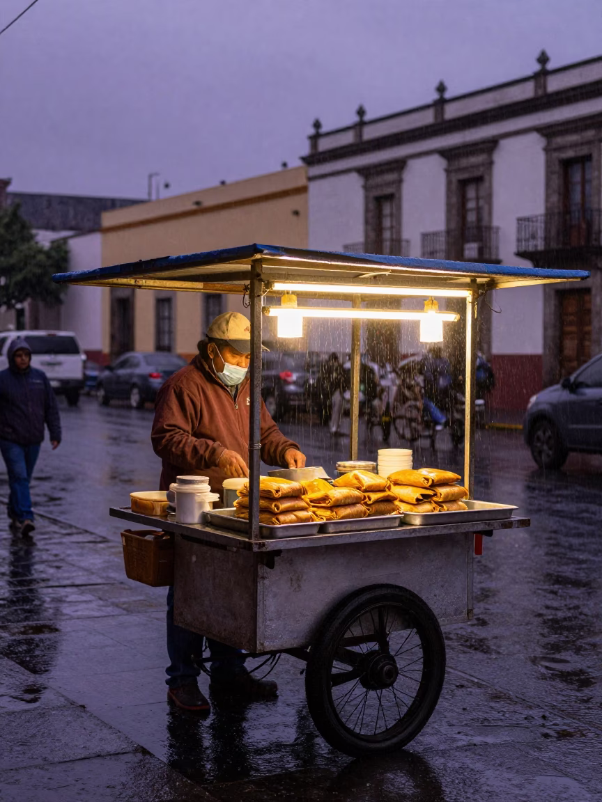 Serving Tamales in Mexico City in in Mexico City, Mexico
